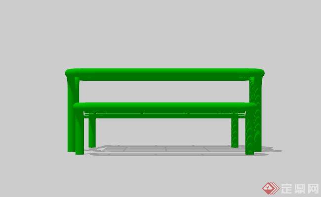 绿色户外桌椅组合设计SU模型(3)