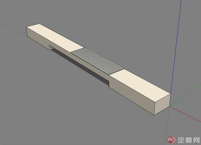 某现代风格户外长条凳设计su模型(1)