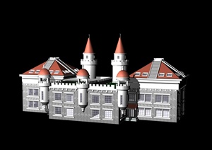 欧式二层城堡建筑3dmax模型