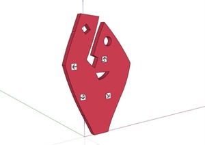 红色镂空指示牌设计SU(草图大师)模型