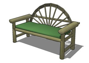 现代风格户外休闲长椅设计SU(草图大师)模型