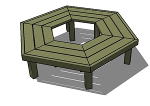 现代风格防腐木户外坐凳设计SU(草图大师)模型