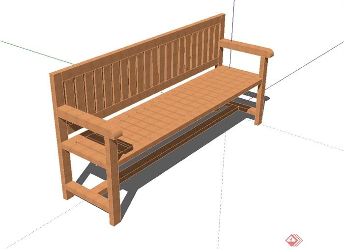 现代风格木质户外长椅设计su模型(1)