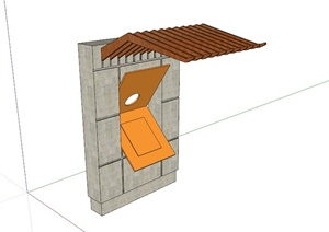 现代木材石材拼接标志牌设计SU(草图大师)模型