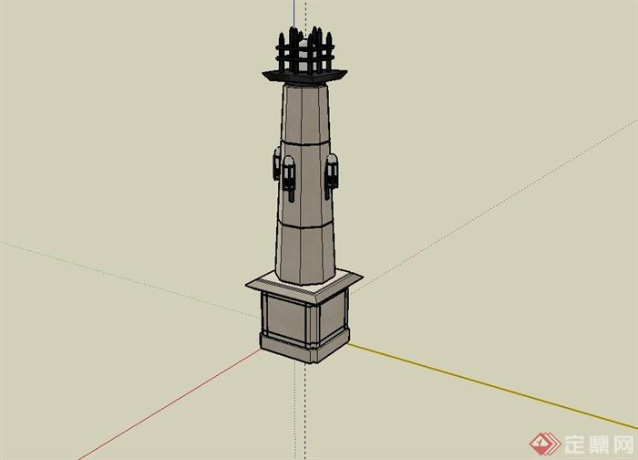 新古典风格景观灯柱设计su模型(3)