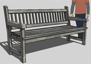 户外木椅长椅设计SU(草图大师)模型