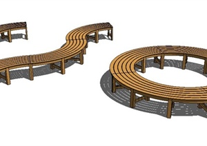 现代简约木凳坐凳SU(草图大师)模型
