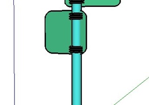 简约绿色路牌指示牌SU(草图大师)模型