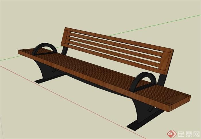现代木材镂空长椅设计SU模型(2)