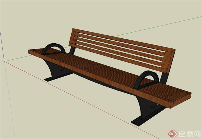 现代木材镂空长椅设计SU模型(1)