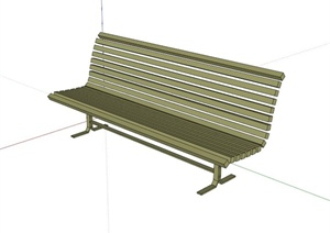 浅色木制户外长椅设计SU(草图大师)模型