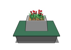 现代户外花池坐凳设计SU(草图大师)模型