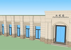 新古典单层售楼处建筑SU(草图大师)模型