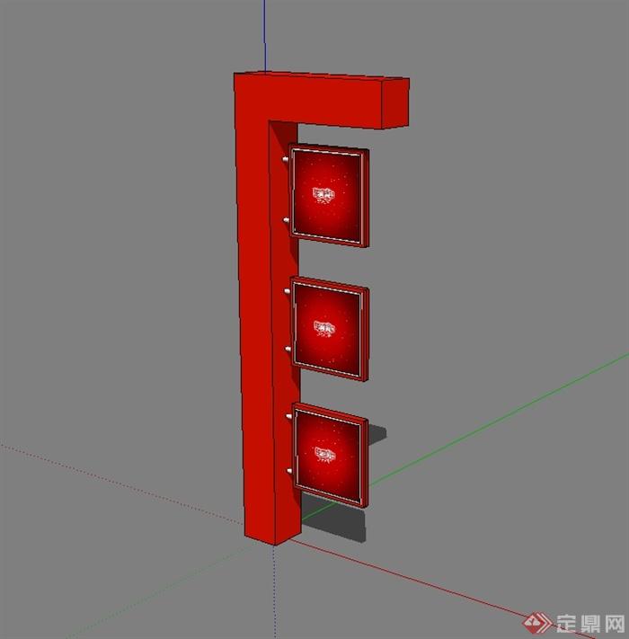 现代风格标志广告牌设计su模型(1)