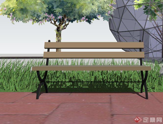 现代公园长椅设计SU模型(3)