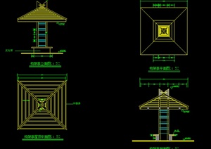 某现代风格构架亭设计cad方案图