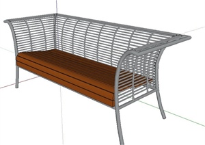 铁艺木质座椅SU(草图大师)模型