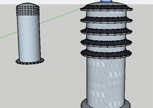 两款圆柱灯柱设计SU(草图大师)模型