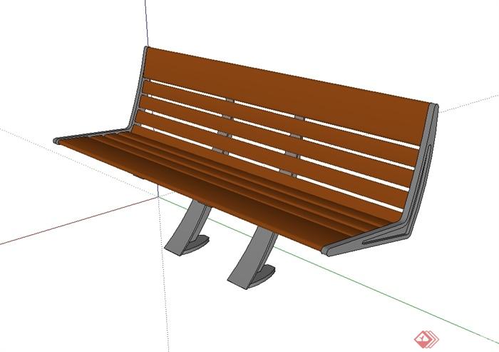 现代风格独特户外长椅设计su模型(1)