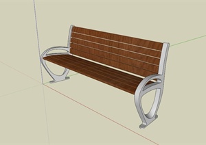 公园木制休闲长椅SU(草图大师)模型