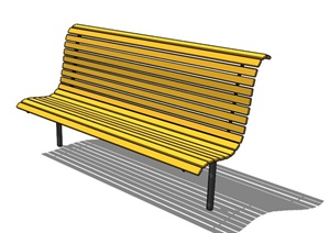 现代黄色木制户外长椅SU(草图大师)模型