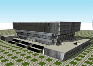 石油大学某图书馆建筑设计SU(草图大师)模型