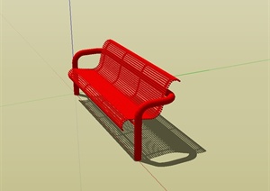 现代风格红色户外长椅设计SU(草图大师)模型