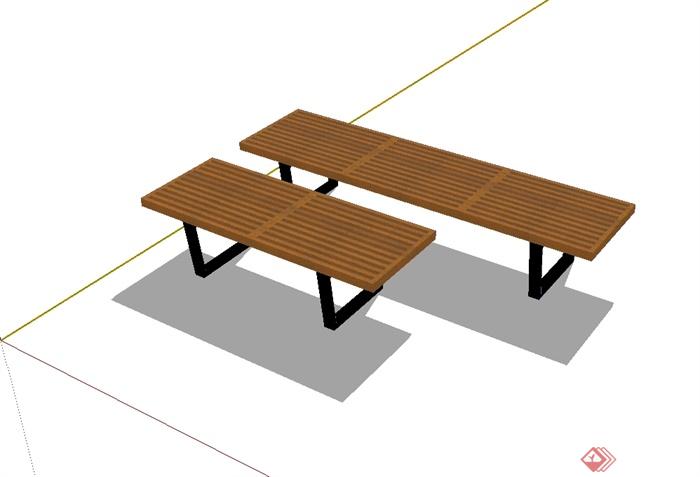 某现代风格户外长条坐凳设计su模型(1)