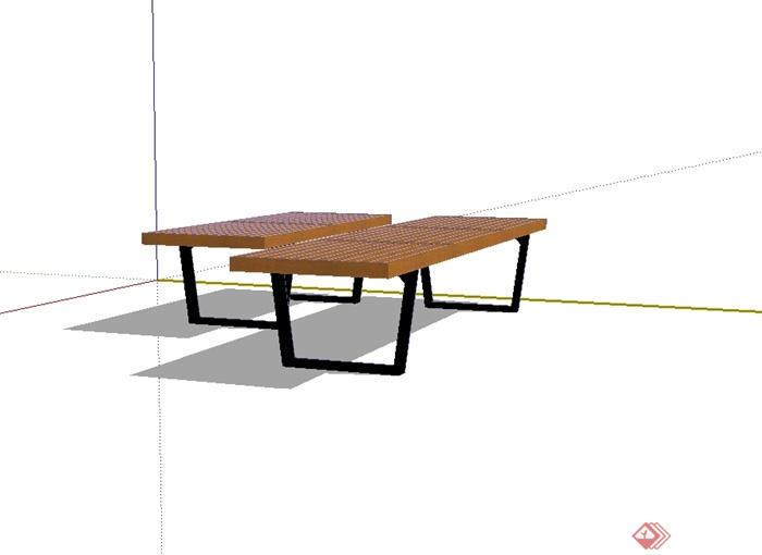 某现代风格户外长条坐凳设计su模型(3)