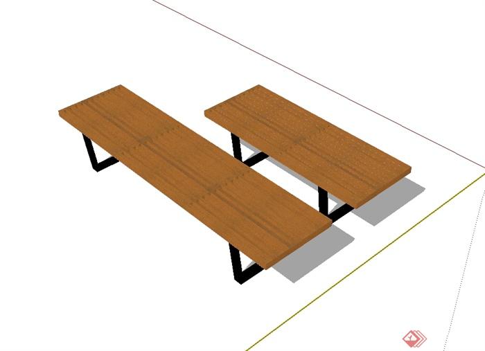 某现代风格户外长条坐凳设计su模型(2)