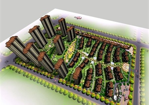简约欧式住宅小区建筑设计SU(草图大师)模型