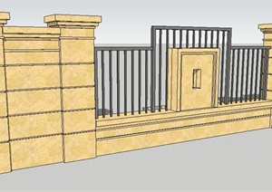 现代简约围墙设计SU(草图大师)模型