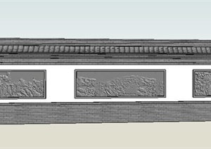 两款中式景墙围墙设计SU(草图大师)模型
