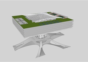 某现代风格独特造型体育馆建筑设计SU(草图大师)模型