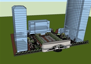 某企业办公中庭景观设计SU(草图大师)模型