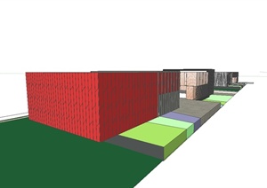 现代风格学校活动中心建筑设计SU(草图大师)模型