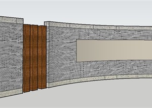 简洁砖墙景墙设计SU(草图大师)模型