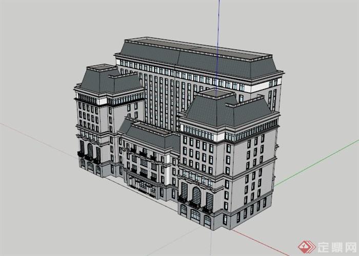 新古典高层酒店设计sketchup草图大师模型(1)