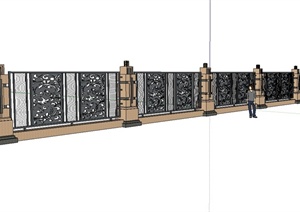 新古典风格小区围墙设计SU(草图大师)模型