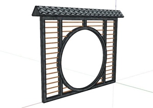 中式镂空景墙设计SU(草图大师)模型素材