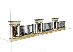 某欧式风格小区围墙栏杆设计SU(草图大师)模型