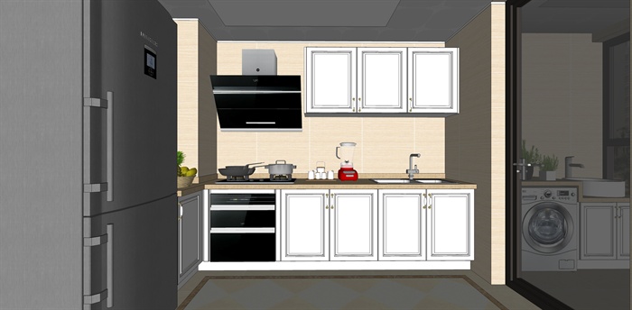 现代风格室内住宅厨房su模型