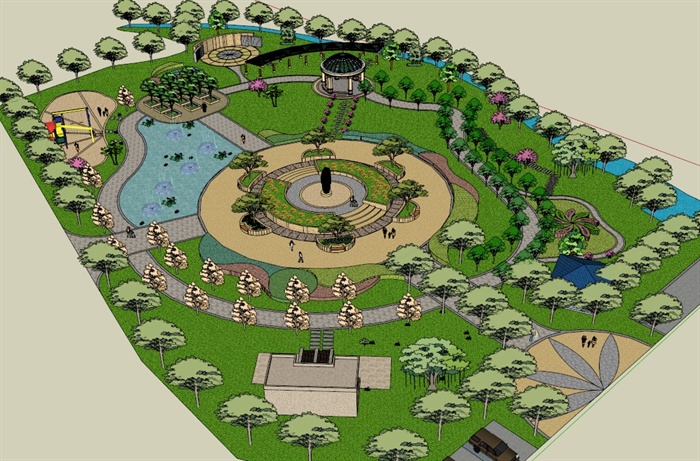 欧式休闲公园景观设计su模型