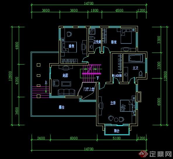 某住宅别墅建筑设计CAD方案(2)