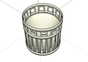 某现代风格圆柱垃圾桶设计SU(草图大师)模型