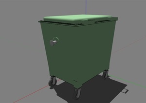 现代常见绿色垃圾桶设计SU(草图大师)模型