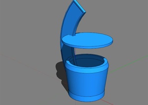 现代简约蓝色垃圾桶设计SU(草图大师)模型
