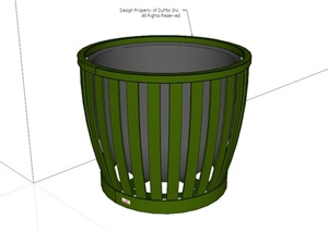 现代木制绿色垃圾桶设计SU(草图大师)模型