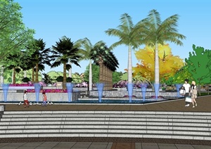 现代街心公园景观设计SU(草图大师)模型