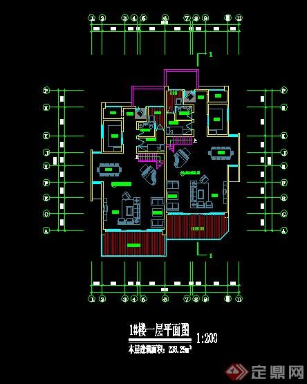 现代风格双拼别墅建筑CAD方案(1)